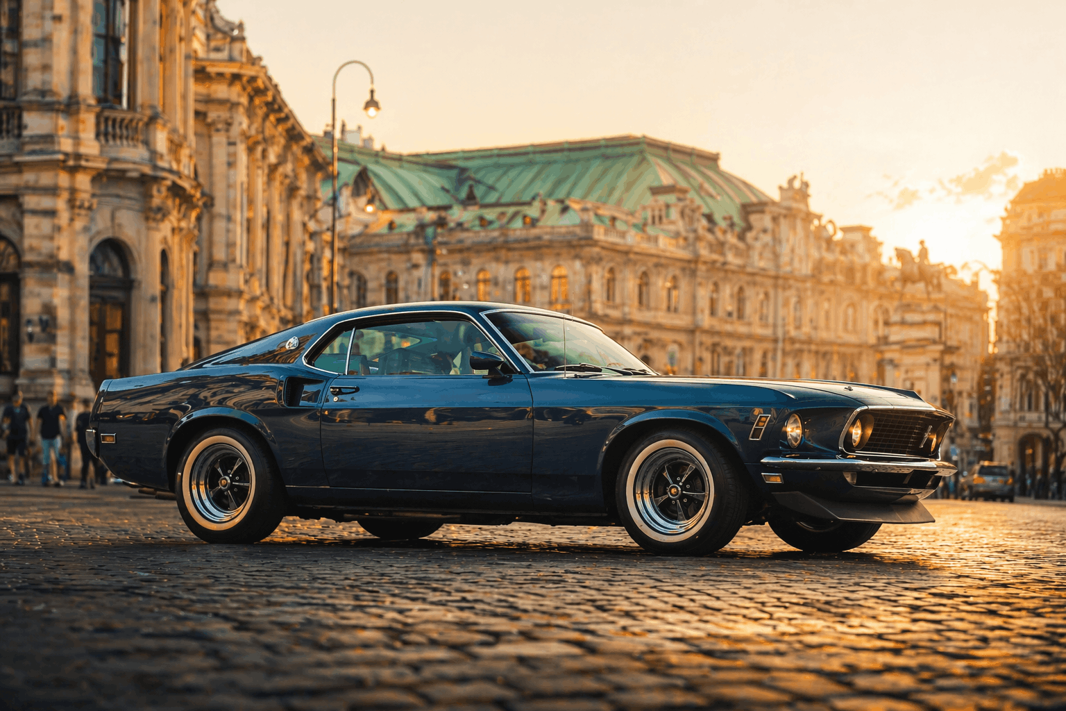 Классический Ford Mustang 1969 тёмно-синий
