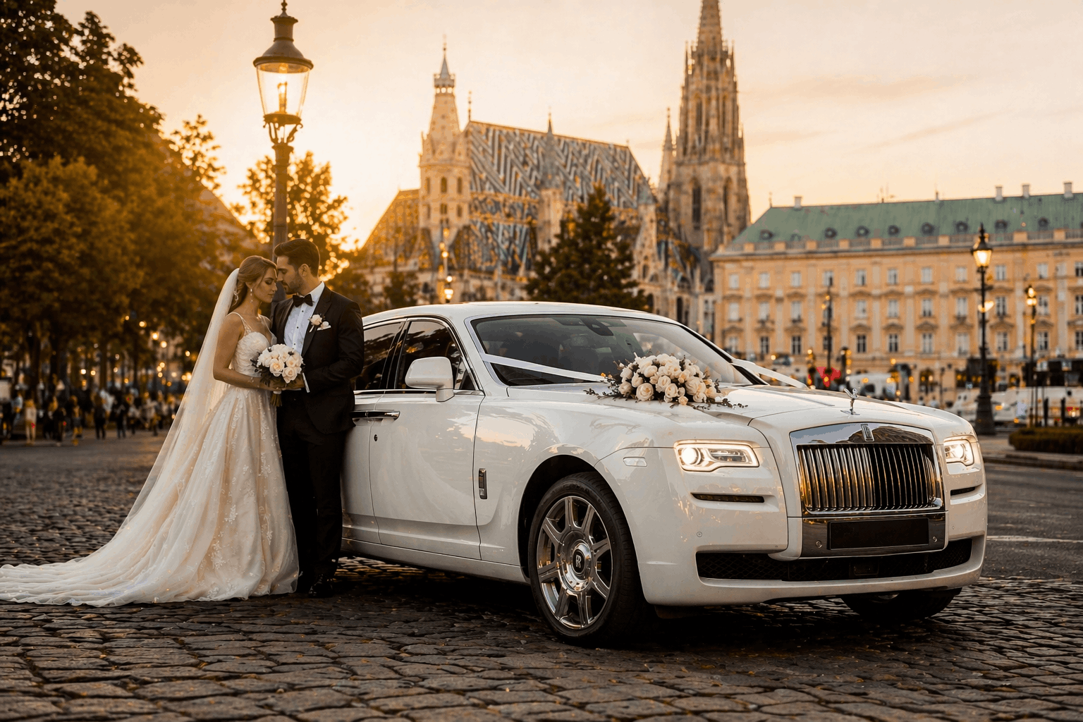 Белый Rolls-Royce Ghost для свадебного кортежа